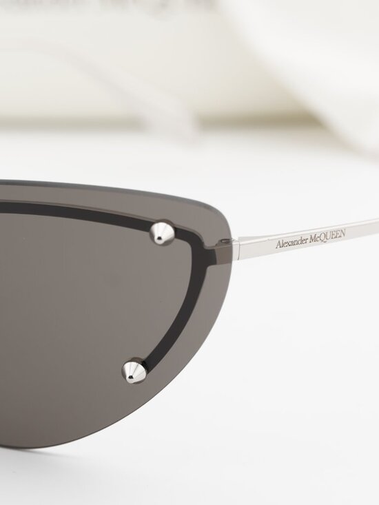 Alexander McQueen AM0413S 007 Shield Sunglasses - Silver / Grey main image 4
